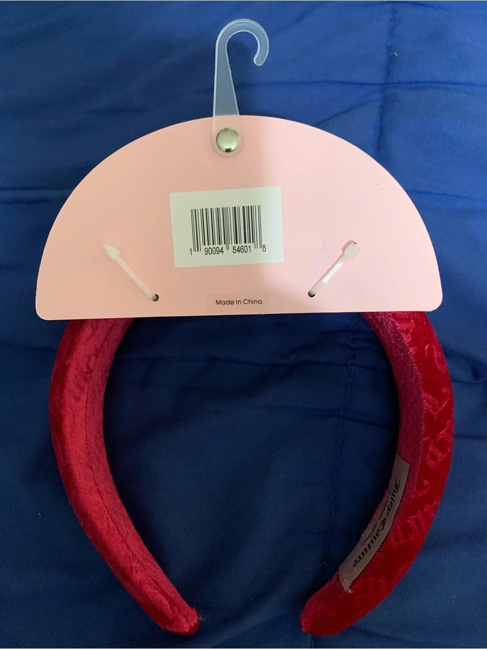 Juicy Couture Hot Pink Embossed Velvet Padded Headband NWT